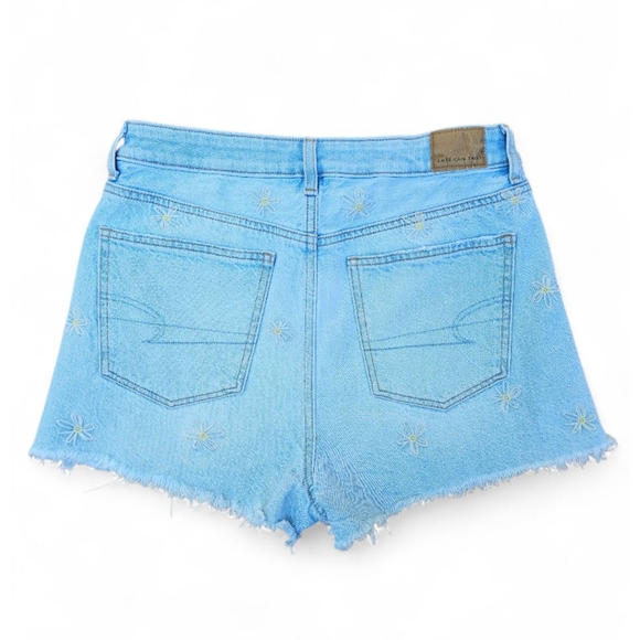 American Eagle Outfitters Blue Jean Shorts with Embroidered Daisies, Size 6 - Picture 2 of 5